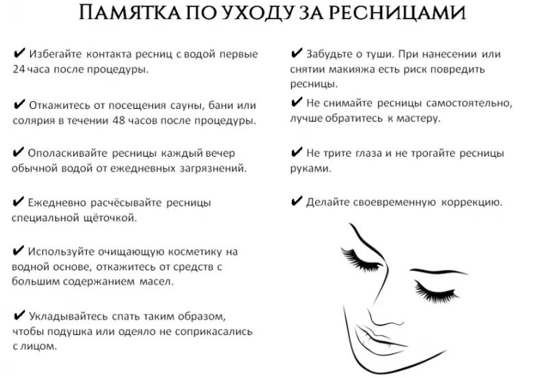 Памятка по уходу за наращенными ресницами Памятка по уходу за наращенными ресницами